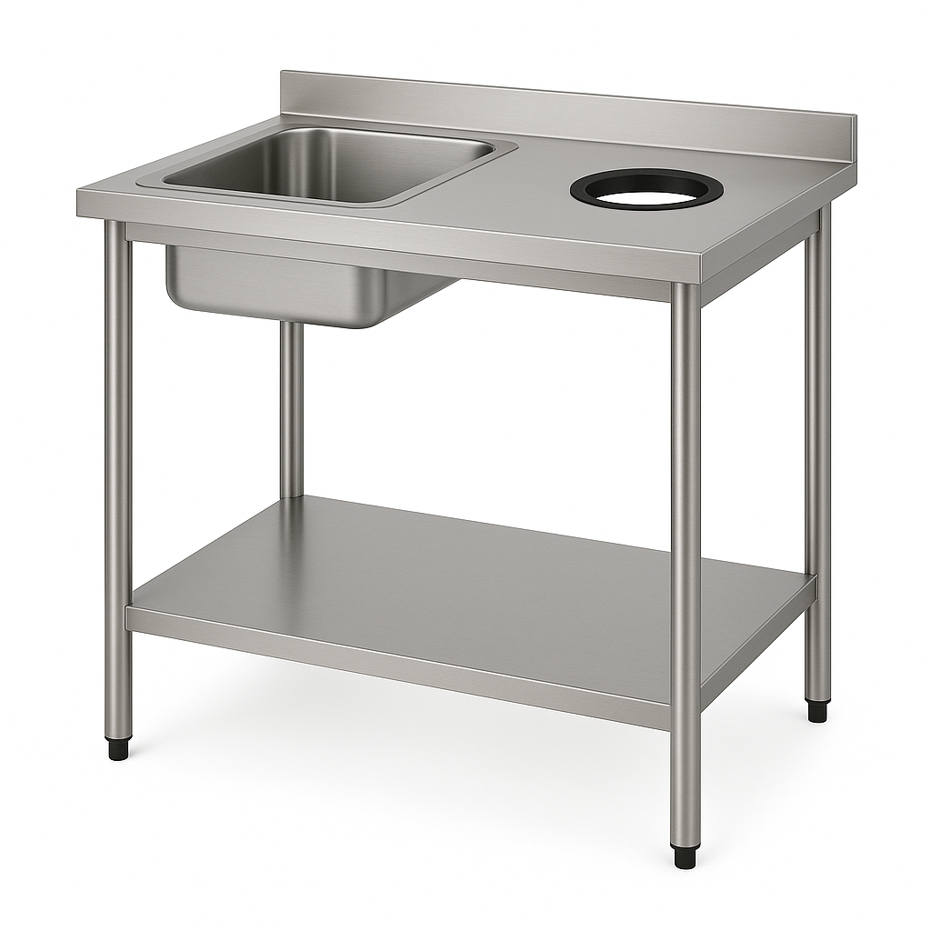 Aanvoertafel met stortgat | Diverse maten | RVS